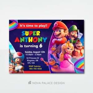 Super Mario Bros Birthday Invite, Mario Brothers Geburtstagseinladung, individueller digitaler Download, druckbare Karte, personalisiertes Evite