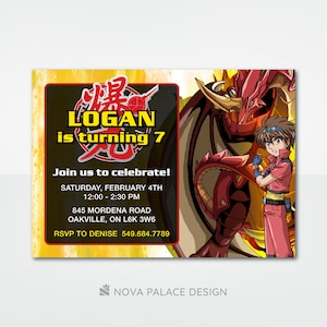 Invitación personalizada de cumpleaños de Bakugan, Invitación de Bakugan, Tema de Battle Brawlers, Fiesta para niños, Descarga digital personalizada, Tarjeta imprimible, Evite