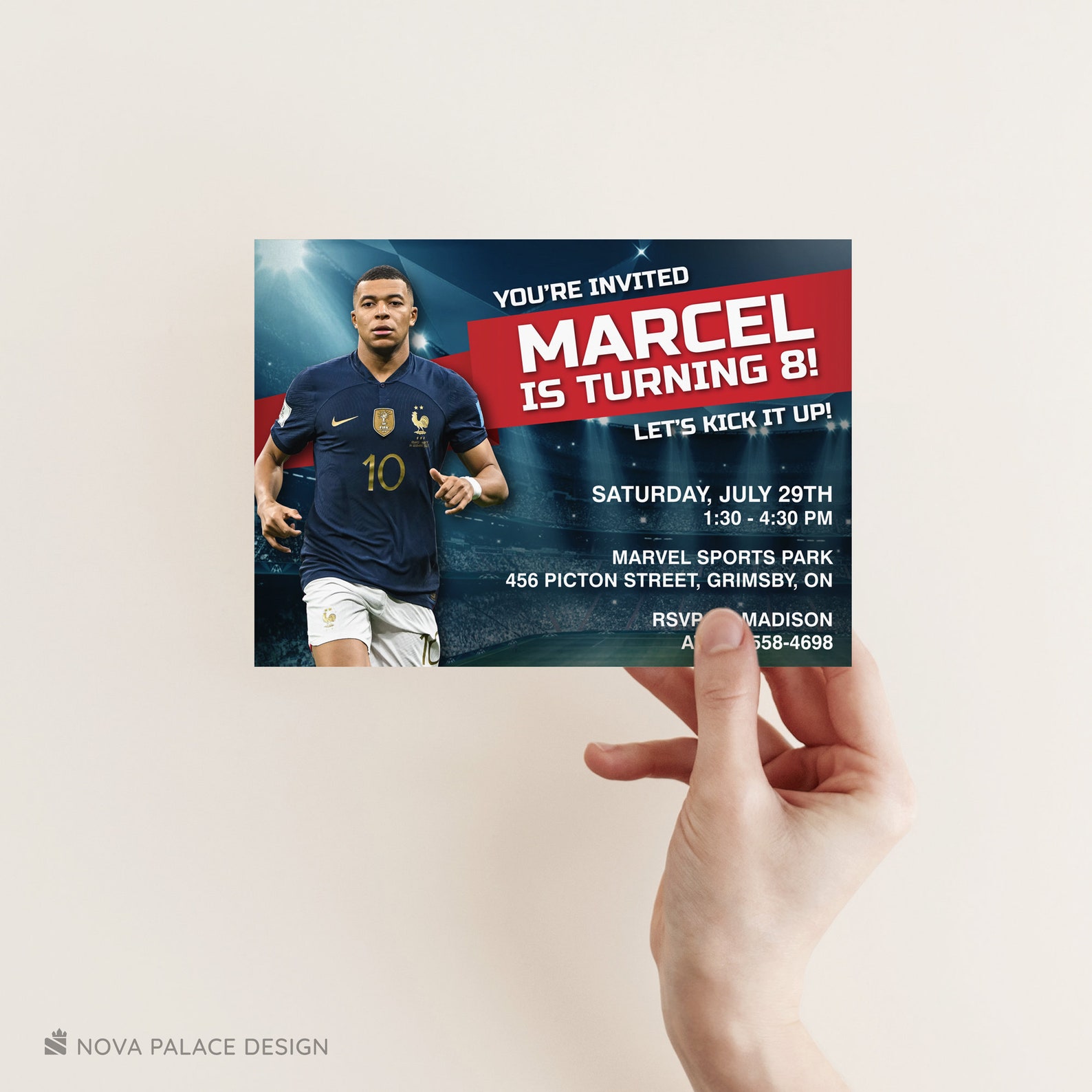 Personalized Soccer Invite , Mbappe Birthday Invitation, French Soccer ...