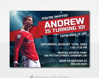 Personalized Soccer Invite, Ronaldo Birthday Invitation, Portugal Soccer Theme, Evite, Custom Digital Download, Printable Card
