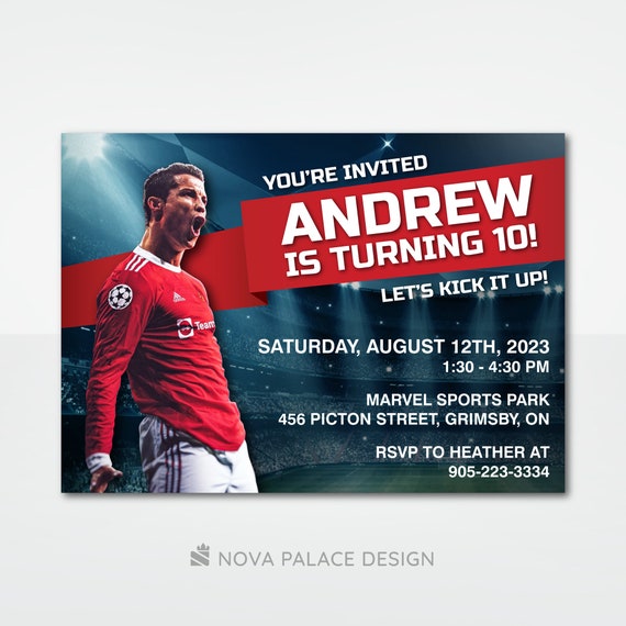 Personalized Soccer Invite, Ronaldo Birthday Invitation, Portugal Soccer Theme, Evite, Custom Digital Download, Printable Card
