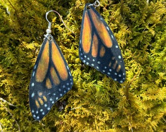 Orange Butterfly Wing Earrings