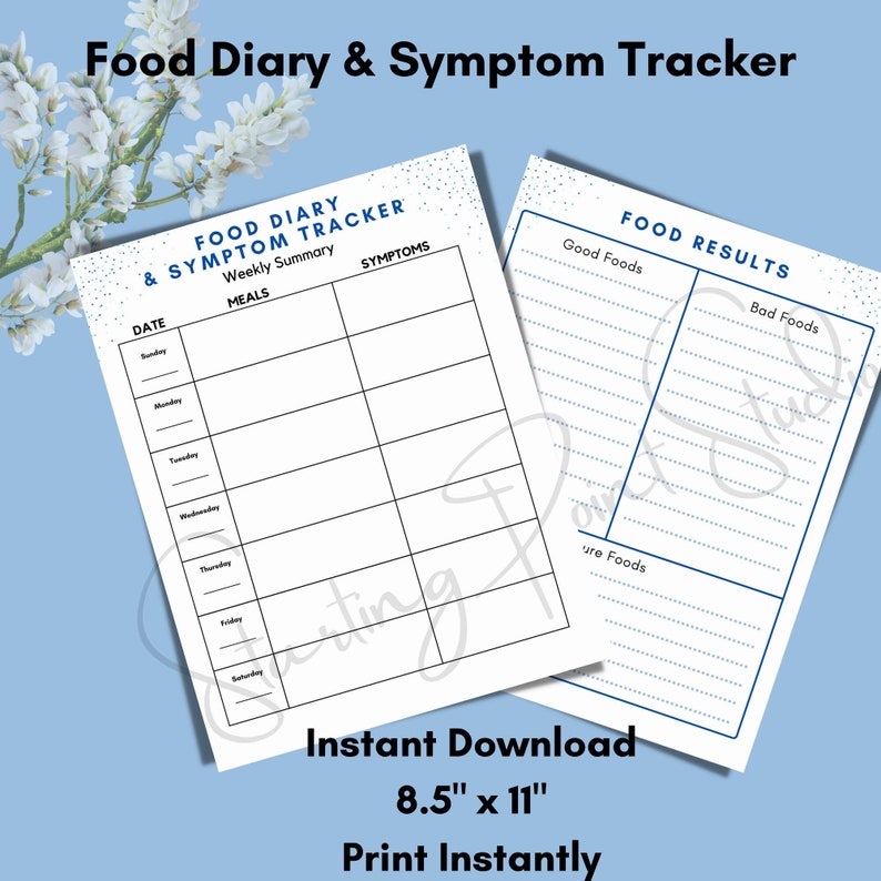 Printable Food Diary & Symptom Tracker Allergy Notice Etsy