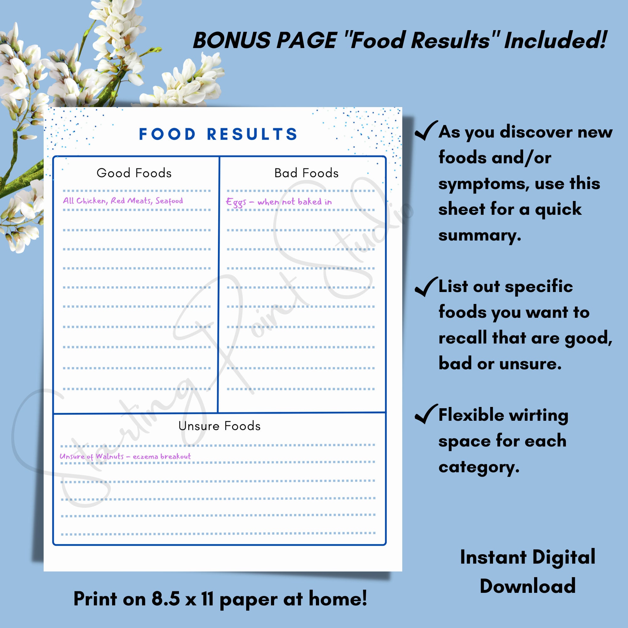 Printable Baby Food Introduction &amp; Symptom Tracker Allergy Intolerances ...