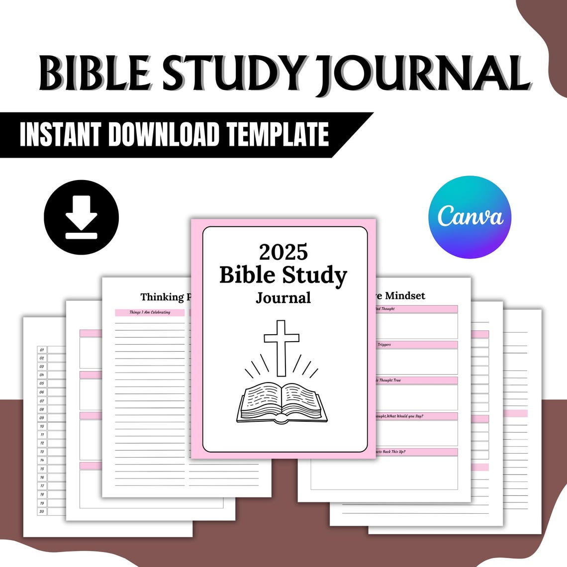 Editable Printable Bible Study Journal - Gift for Christian Women ...