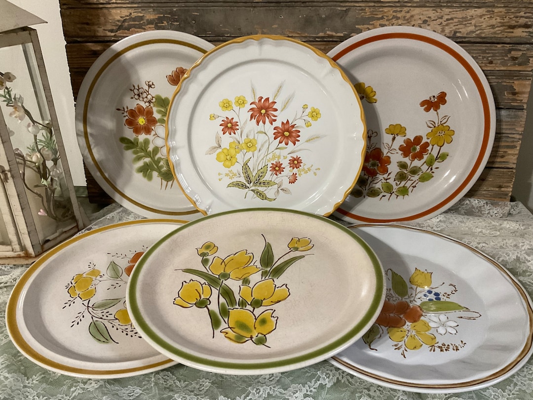 Stoneware Vintage Floral Dinnerware Set Mismatched Set Of Vintage