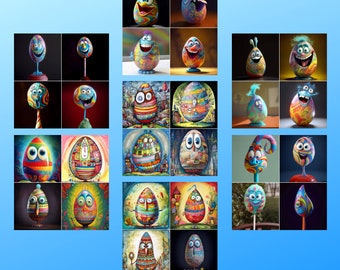 Lollipopolis Easter Eggs Image Grids, Crafter Supply, Clipart Image Grids, 2048x2048px Grids, 4 Image Grid, 7 grids