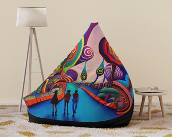 Bean Bag Chair Cover, Giant Bean Bag, Funky Retro Furniture, Comfy Kids Furniture, Groovy Beanbag Chair, Lollipop Bean Bag