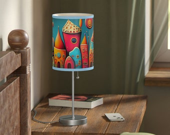 Baby Shower Gift, Kids Room Table Lamp, Candyland Motif Lamp, Artistic Lamp Shade For Kids, Nursery Lamp, Low Profile Lamp
