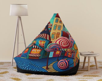 Bean Bag Chair Cover, Giant Bean Bag, Funky Retro Furniture, Comfy Kids Furniture, Groovy Beanbag Chair, Lollipop Bean Bag