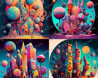 Lollipop digital images, crafters, Lollipopolis, Candyland abstract art grid, colorful downloadable 2"x2" images, 1024 x 1024 pixel prints