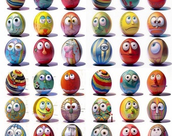 Lollipopolis Easter Eggs Image Grid, Crafter Supply, Clipart Images, 2048x2048px Images, 4 Image Grid, 4 Full Size Images