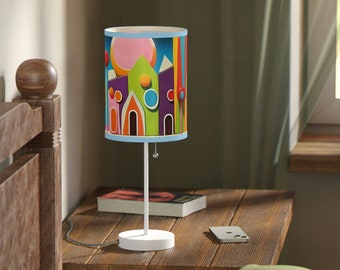 Baby Shower Gift, Kids Room Table Lamp, Candyland Motif Lamp, Artistic Lamp Shade For Kids, Nursery Lamp, Low Profile Lamp