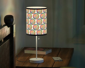 Baby Shower Gift, Kids Room Table Lamp, Candyland Motif Lamp, Artistic Lamp Shade For Kids, Nursery Lamp, Low Profile Lamp