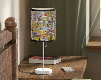 Baby Shower Gift, Kids Room Table Lamp, Candyland Motif Lamp, Artistic Lamp Shade For Kids, Nursery Lamp, Low Profile Lamp