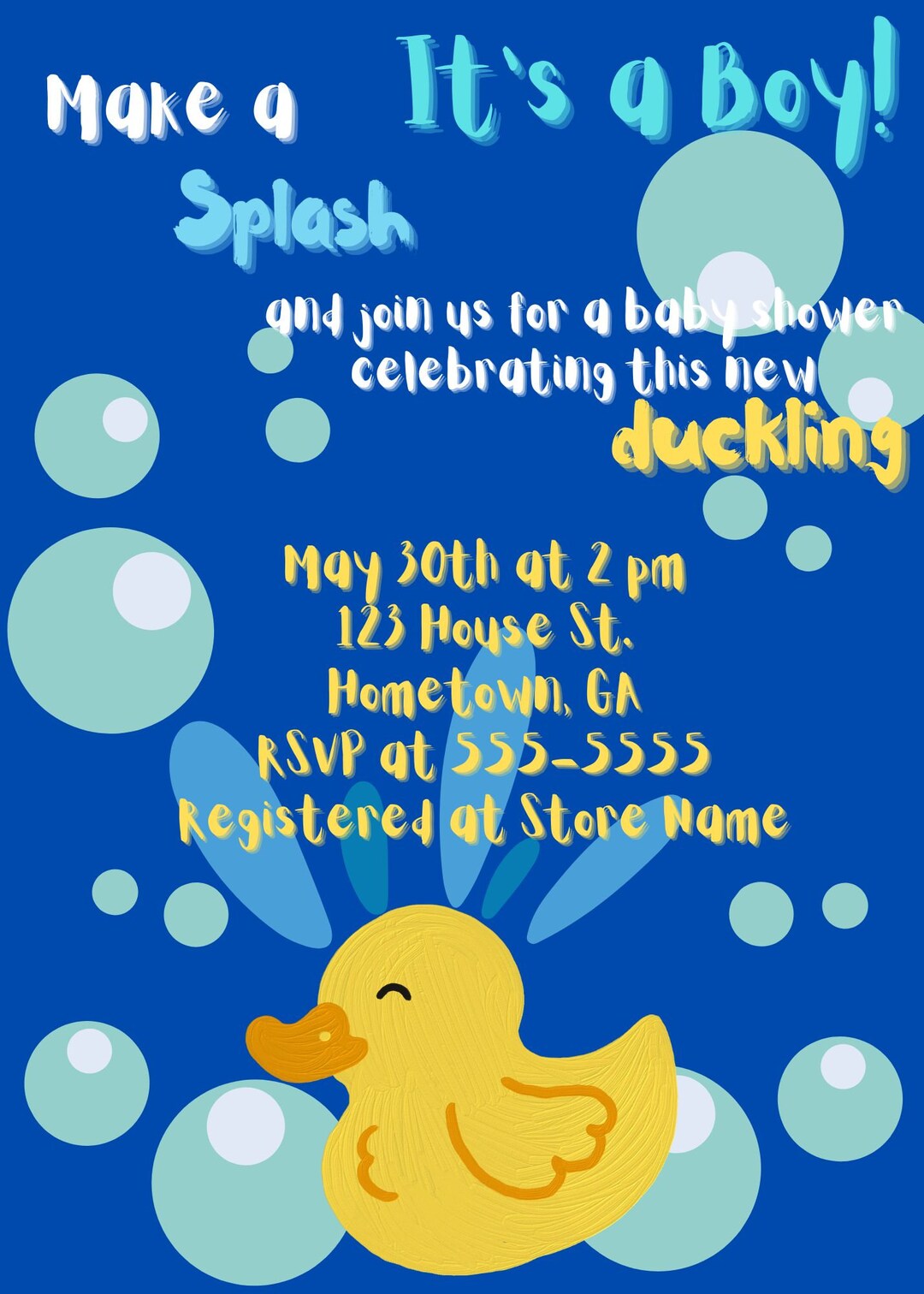 Rubber Duck Baby Shower Invitation Template Digital Download Etsy