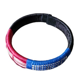 Werregue Cuff Bracelet - Handwoven with Natural Palm - United States Flag colors