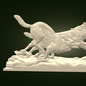 Lobos - Bajorrelieve - Archivo digital 3D STL para impresión 3D y CNC