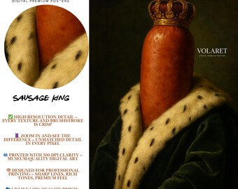 Funny Royal Sausage Portrait: Baroque Food Art Print (Digital Download)