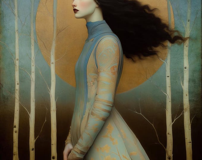 Signed numbered giclee print - The Aspen Grove - golden tree portrait