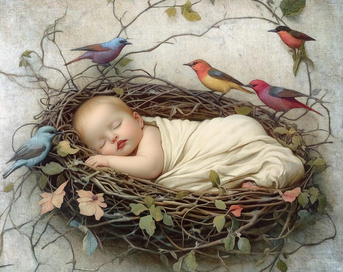 SIGNED LIMITED EDITION giclee art print - The Nestling - babys room art, nursery wall art, baby art