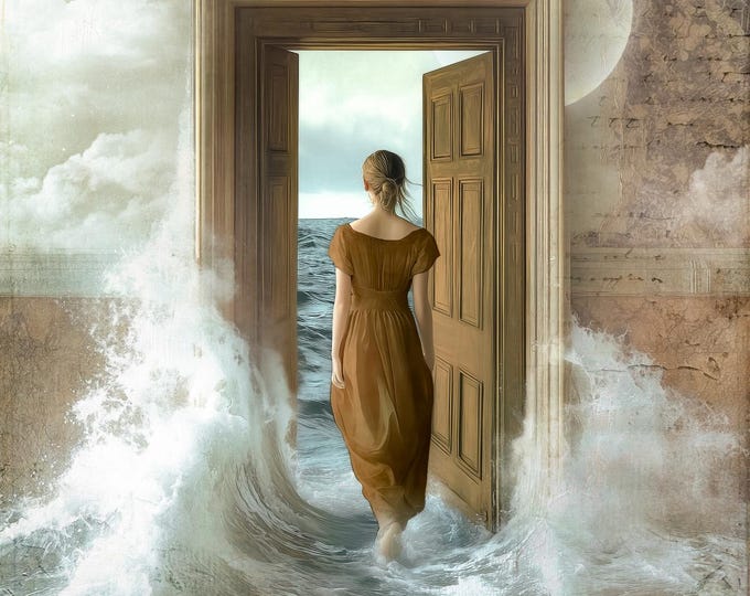 SIGNED GICLEE ART print - The Ocean - surreal wall art cosmic wall art ethereal seashore moving transition transformational