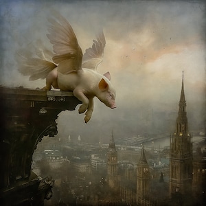SIGNED NUMBERED GICLEE art print - When Pigs Fly