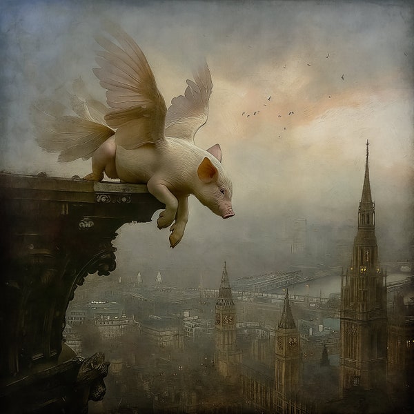 SIGNED NUMBERED GICLEE art print - When Pigs Fly