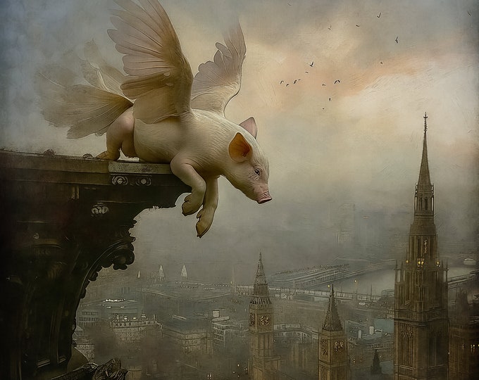 SIGNED NUMBERED GICLEE art print - When Pigs Fly