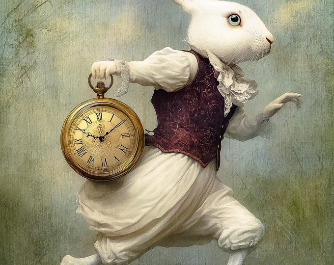 Signed numbered giclee print - I'm Late! - Alice in Wonderland, fairytale, storybook