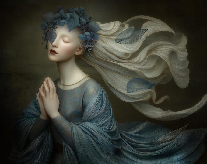 Signed numbered giclee print - The Blue Leaves - botanical art