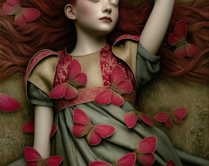 Signed limited edition print - The Flock - surreal butterfly giclee art print