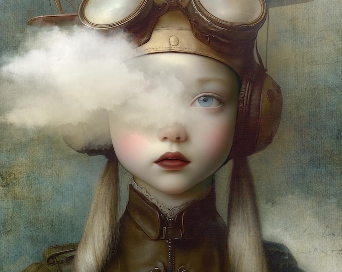 SIGNED LIMITED EDITION - Giclee art print - The Cloud Aviator - fantasy aviation storybook