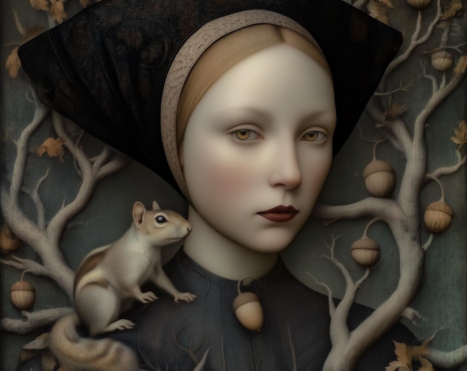 November - ooak signed artist proof print, archival paper, giclee ink, fall decor