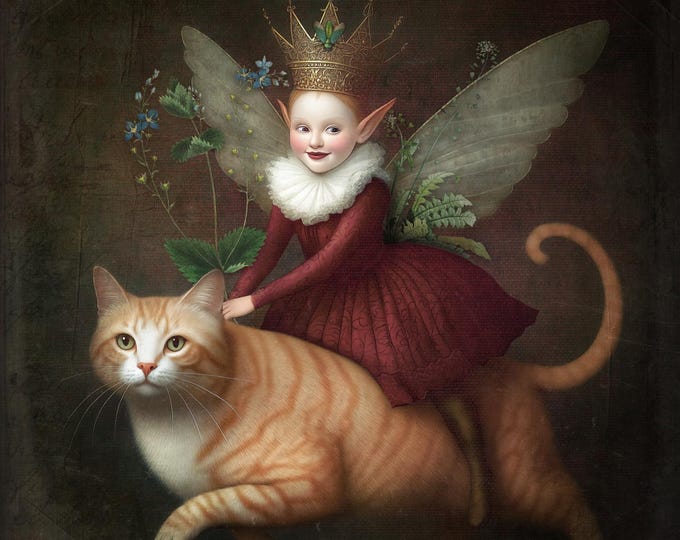 SIGNED NUMBERED GICLEE art print - The Fairy's Cat