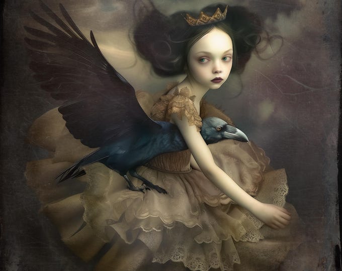 SIGNED NUMBERED PRINT - giclee art "The Princess and the Raven"