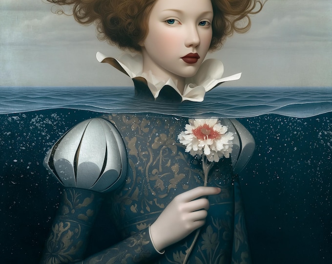 Signed limited edition giclee art print - Drifting - botanical ocean surreal art