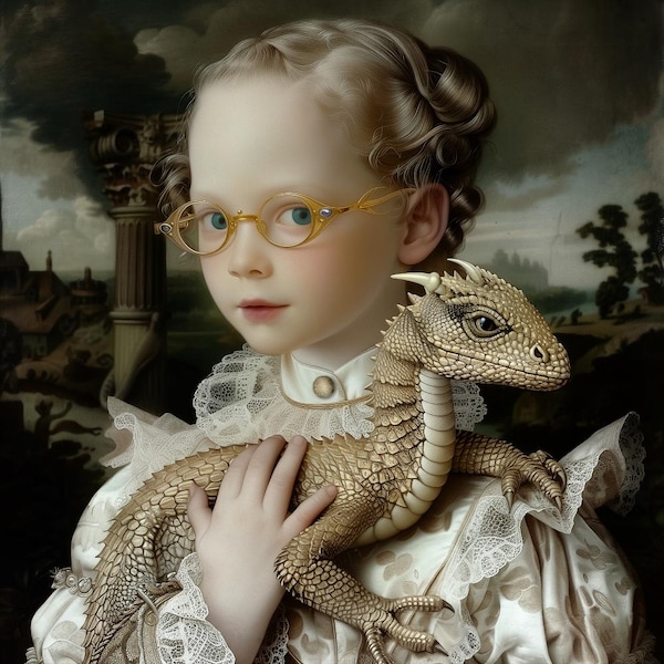SIGNED NUMBERED print - Portrait of Girl with Dragon