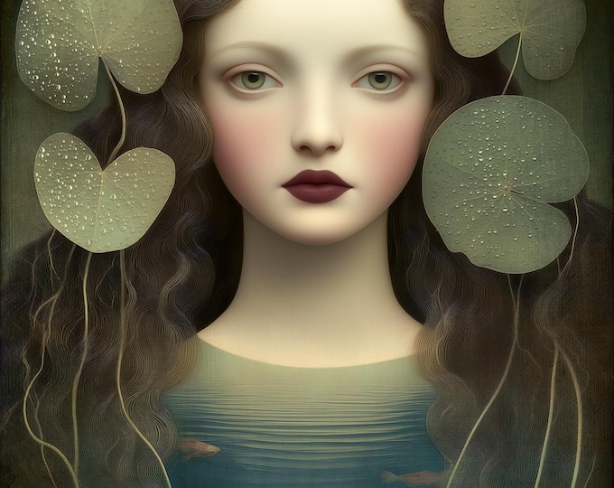 Signed ooak artist proof giclee print - Lily Pad - botanical ocean lake water art