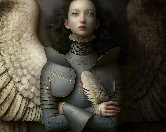 Signed limited edition print - The White Feather - surreal giclee fine art print archival paper feather angel