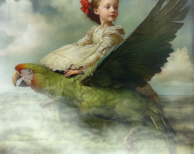 SIGNED NUMBERED print - A Girl and her Parrot