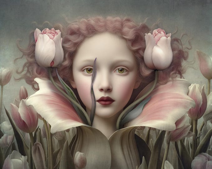 Botanical portrait limited edition signed print - Lilyacea - giclee floral surreal