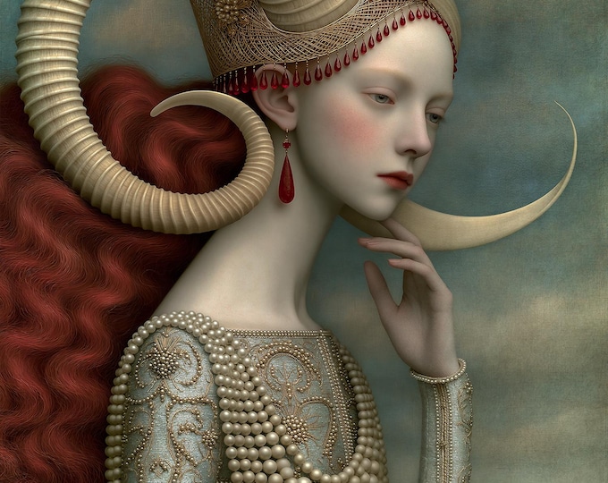 Signed limited edition print - Zoe - byzantine portrait surreal renaissance
