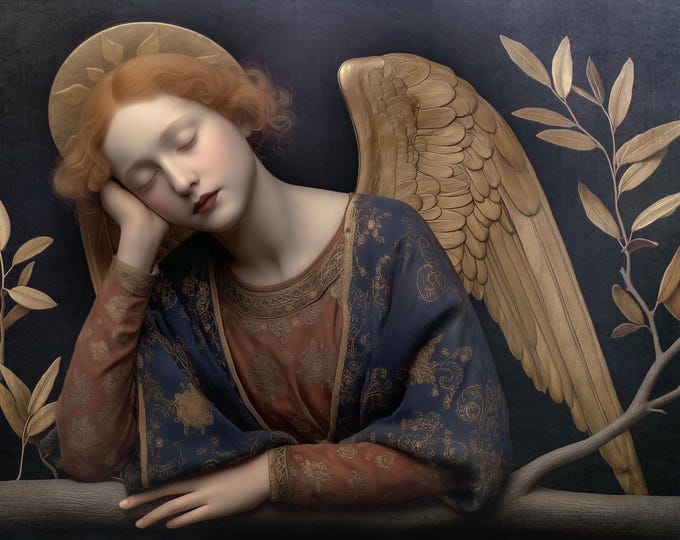 Signed numbered giclee art print - Stillness - angel art, religious art, preraphaelite, renaissance