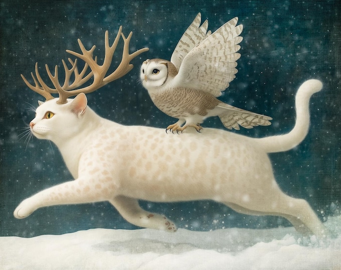 SIGNED NUMBERED PRINT - wall art giclee "Reindeer Games"