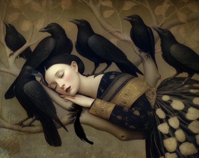 Signed Raven Art Print: "The Raven's Nest" Giclee Fine Art Paper, Limited Edition