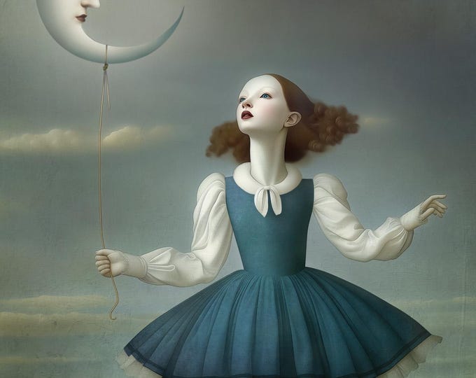 Signed Cottagecore Art Print: The Blue Moon - Limited Edition Giclée