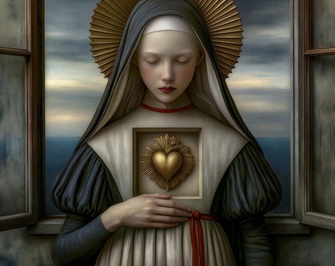 Signed ooak artist proof giclee print - Le Sacre Coeur - religious sacred heart gothic wall art