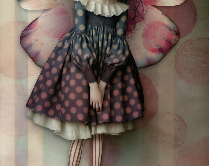 ARTIST PROOF SIGNED - The Polka Dot Butterfly - ooak, surreal butterfly storybook fairytale, giclee ink and archival paper