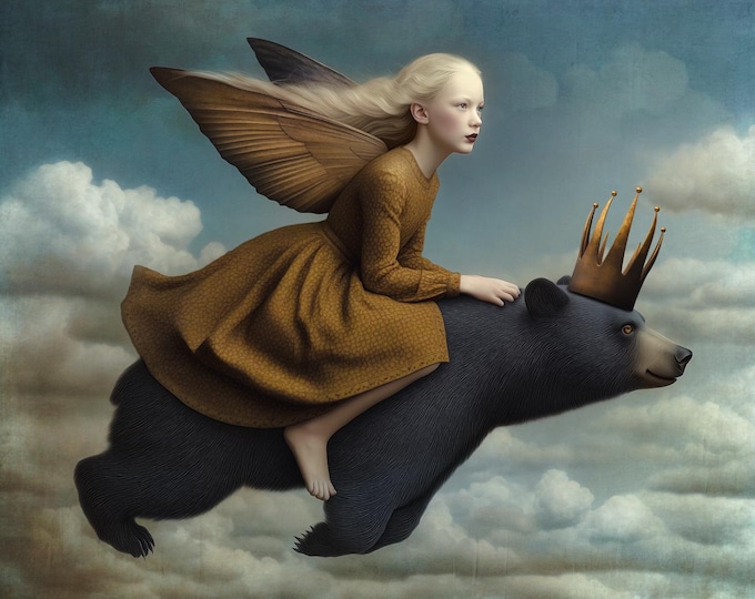 Signed numbered giclee print - Ursula and the Bear - fairytale, storybook